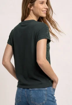 T-shirt à col rond et paillettes