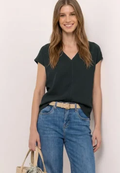 T-shirt à effets de texture et détail de ruban décoratif