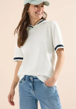 T-shirt à manches courtes avec capuche et détails côtelés