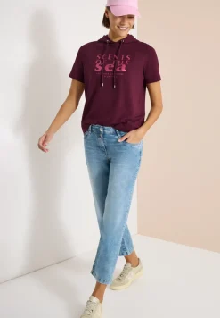 T-shirt à manches courtes avec capuche et inscriptions