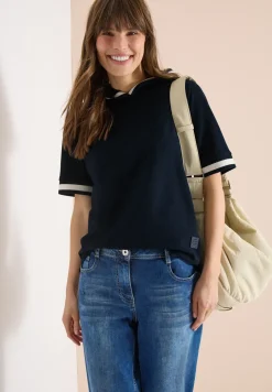 T-shirt à manches courtes avec capuche et détails côtelés