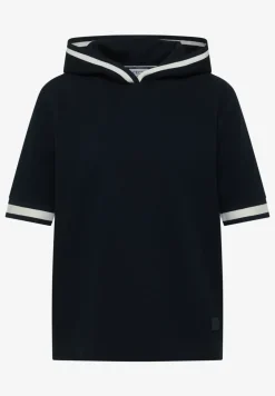 T-shirt à manches courtes avec capuche et détails côtelés
