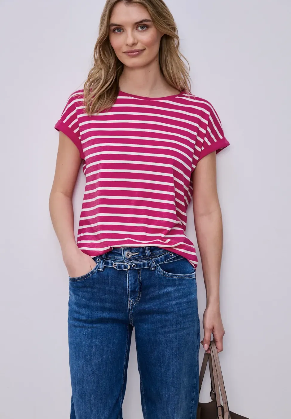 T-shirt à rayures Dropped Shoulder