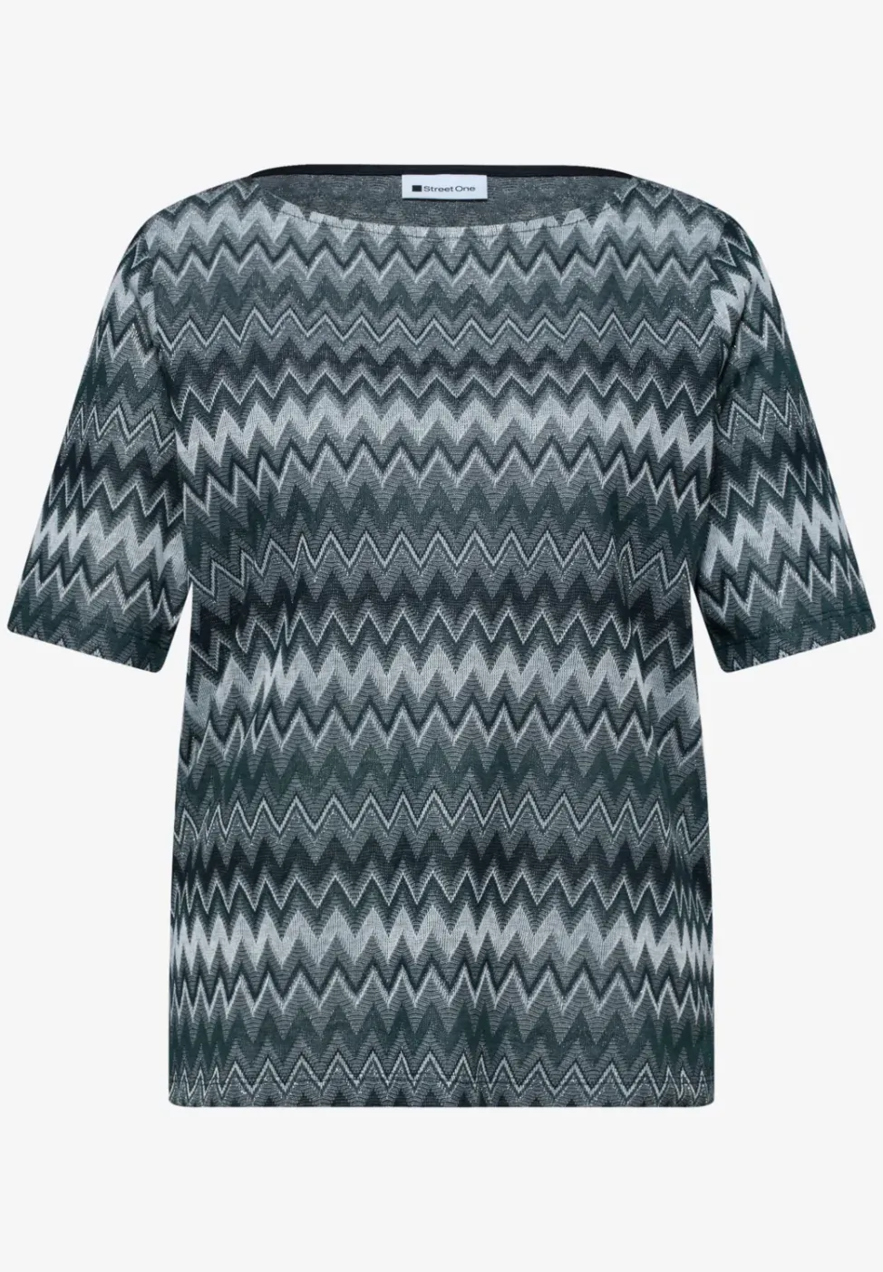 T-shirt avec boatneck et imprimé en zigzag