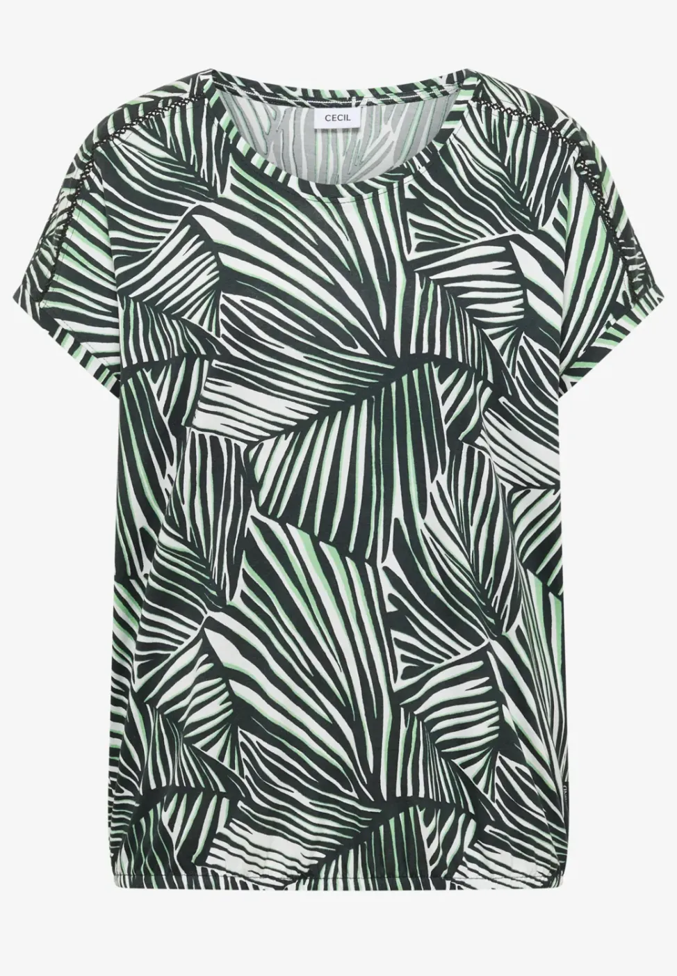 T-shirt avec col en V et détail en dentelle
