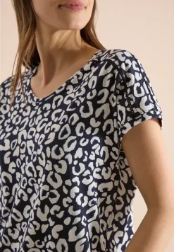 T-shirt avec détail en dentelle et imprimé léopard