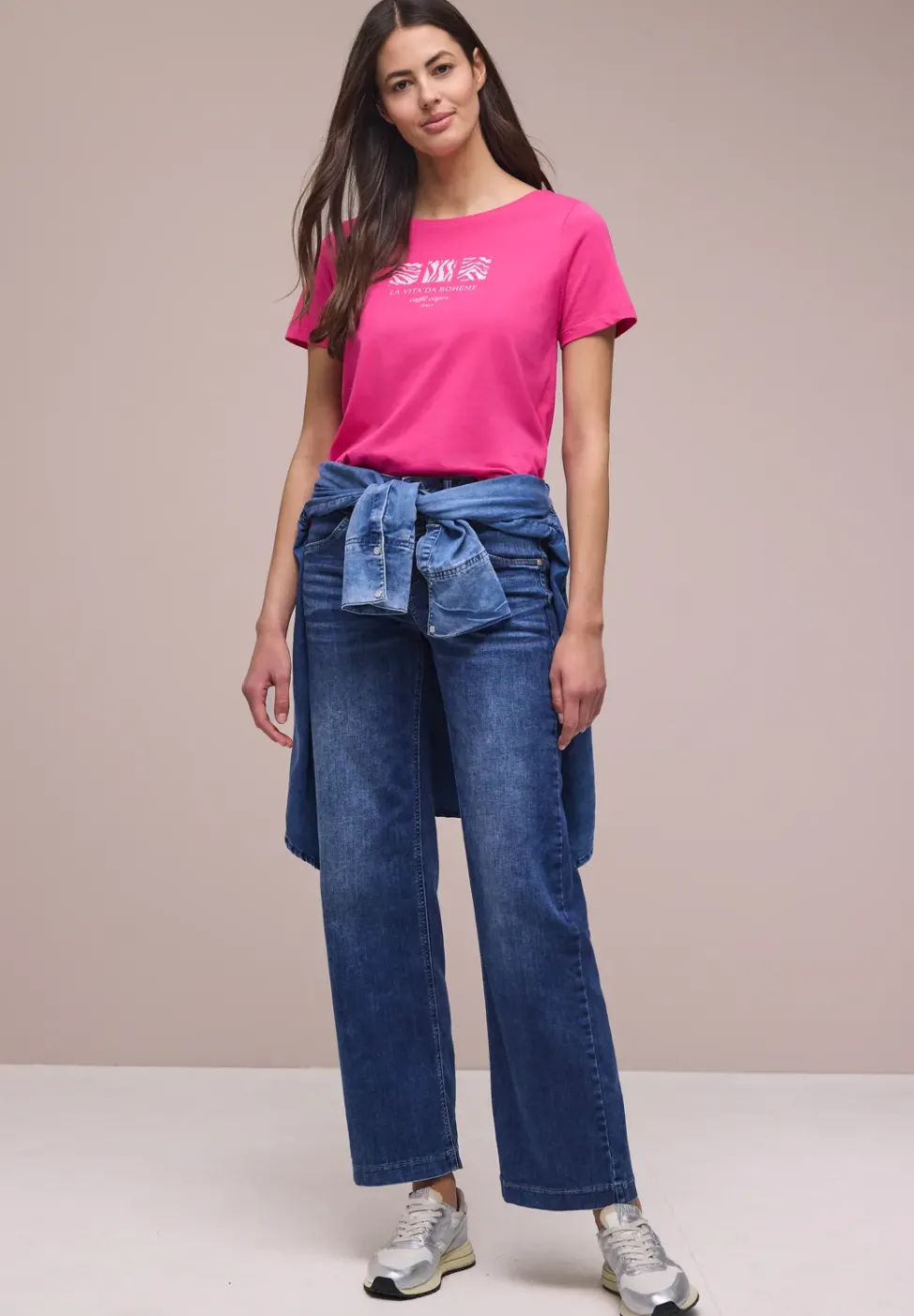 T-shirt basique à col rond avec imprimé
