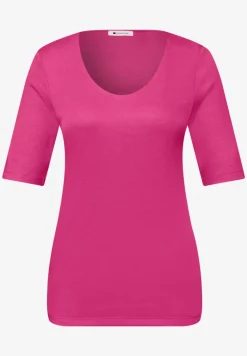 T-shirt basique avec col en V en couleur unie