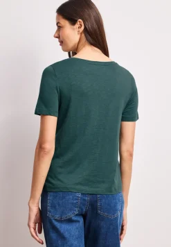 T-shirt basique avec col en V en couleur unie