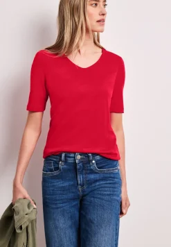 T-shirt basique avec col en V en couleur unie