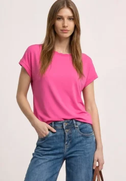 T-shirt col bateau avec bande décorative