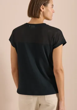 T-shirt col bateau avec empiècement en mesh