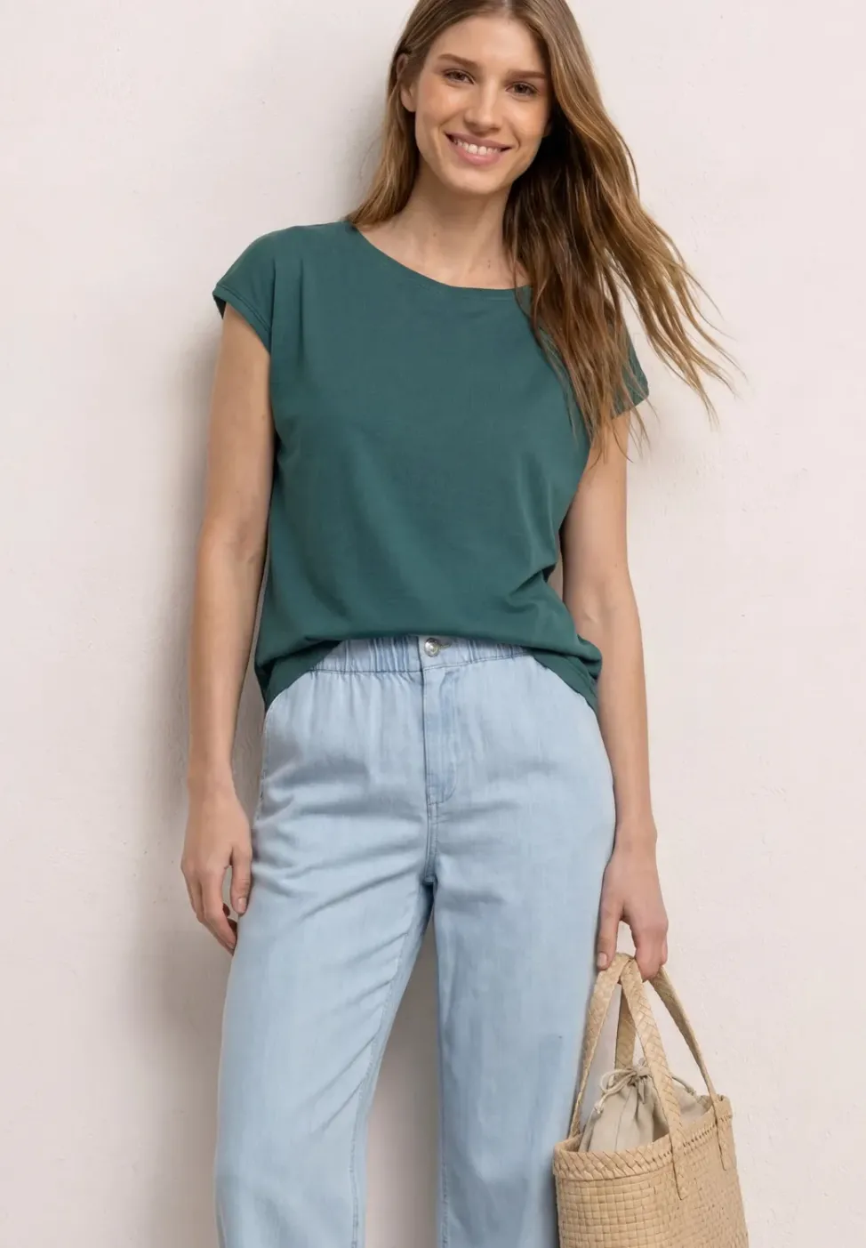 T-shirt col bateau effet soyeux