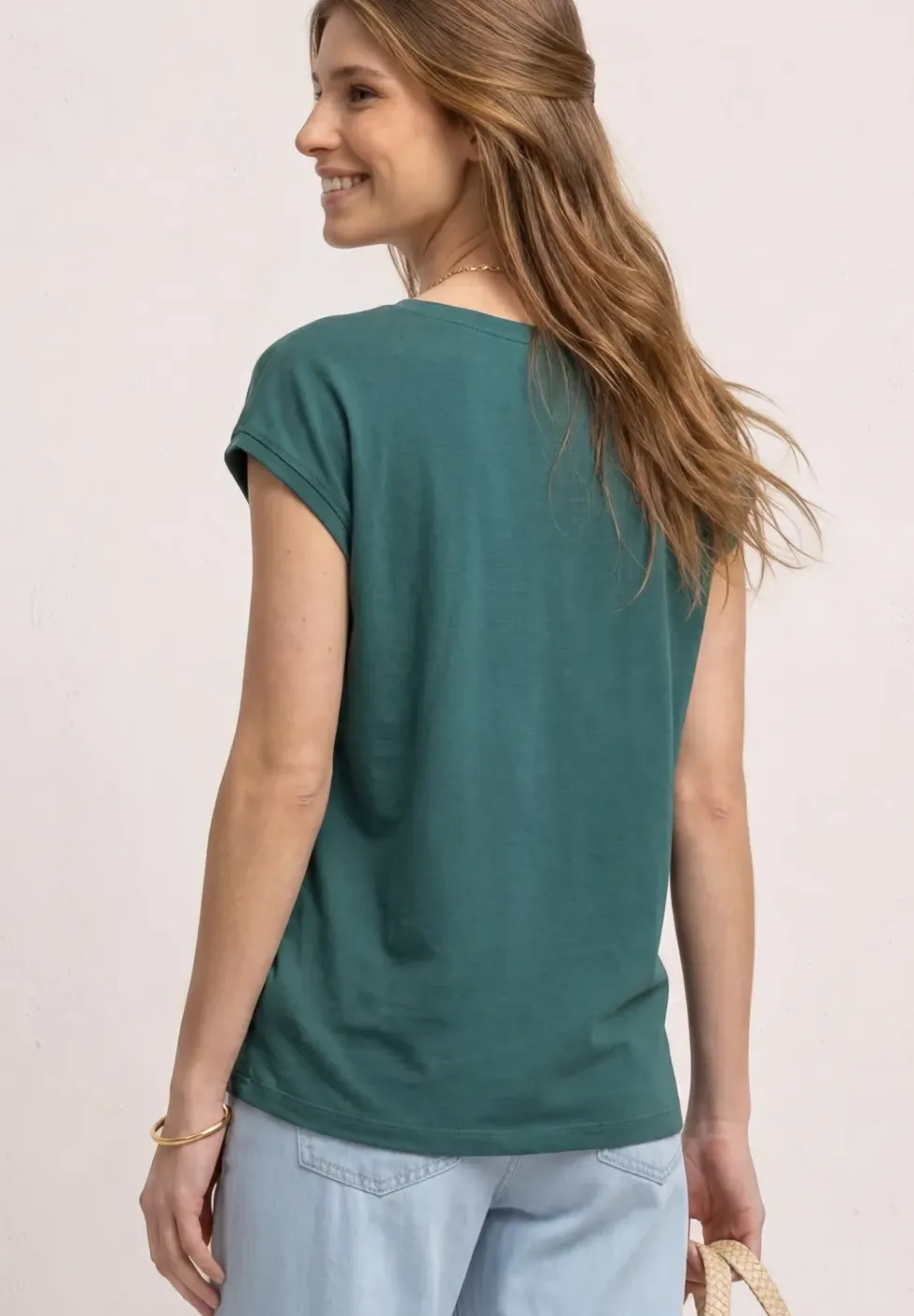 T-shirt col bateau effet soyeux