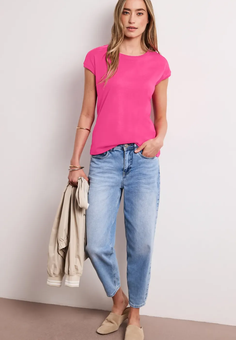 T-shirt col bateau effet soyeux