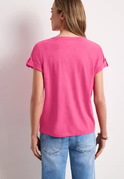 T-shirt col fendu avec boutonnage décoratif