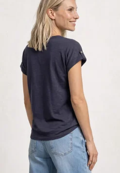 T-shirt col fendu avec boutonnage décoratif