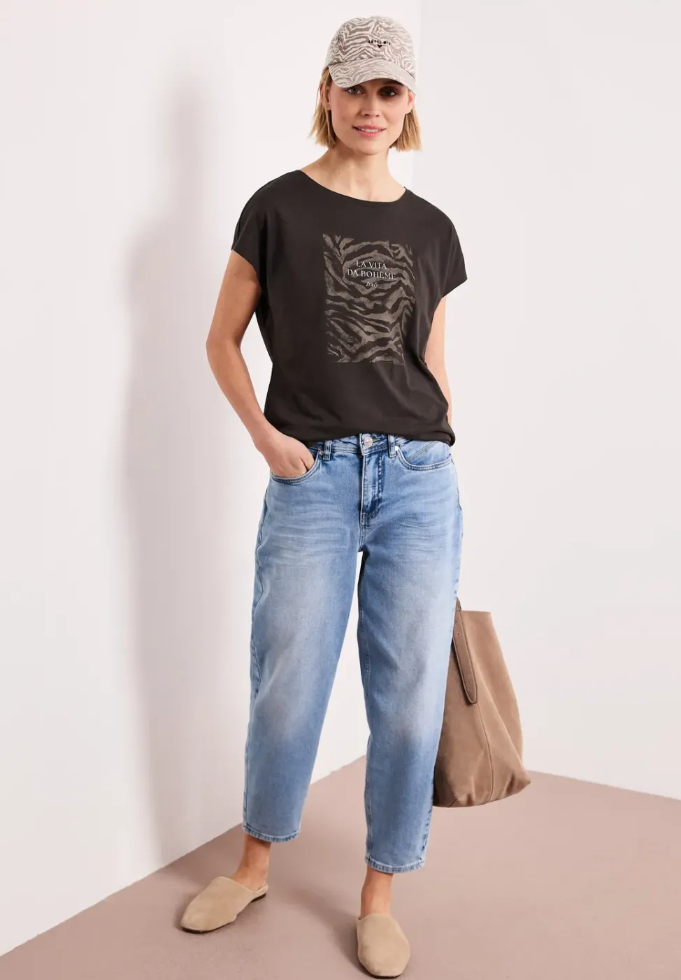 T-shirt dropped shoulder avec imprimé frontal