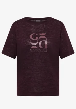 T-shirt imprimé à effet lin