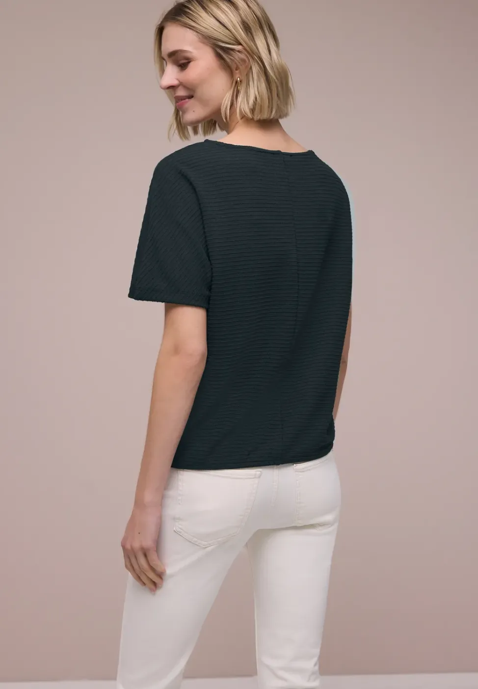 T-shirt structuré en couleur unie