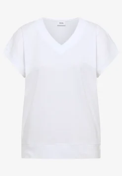T-shirt uni à col V et manches courtes