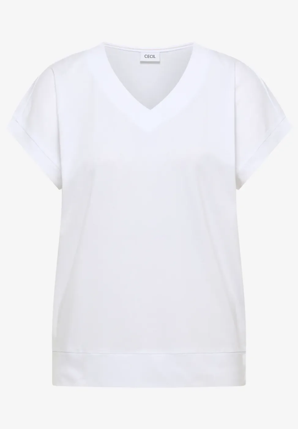 T-shirt uni à col V et manches courtes