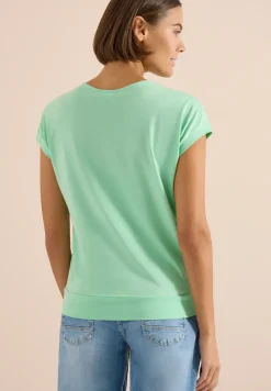 T-shirt uni à col V et manches courtes