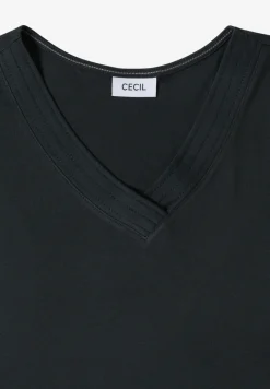 T-shirt uni à col V et manches courtes