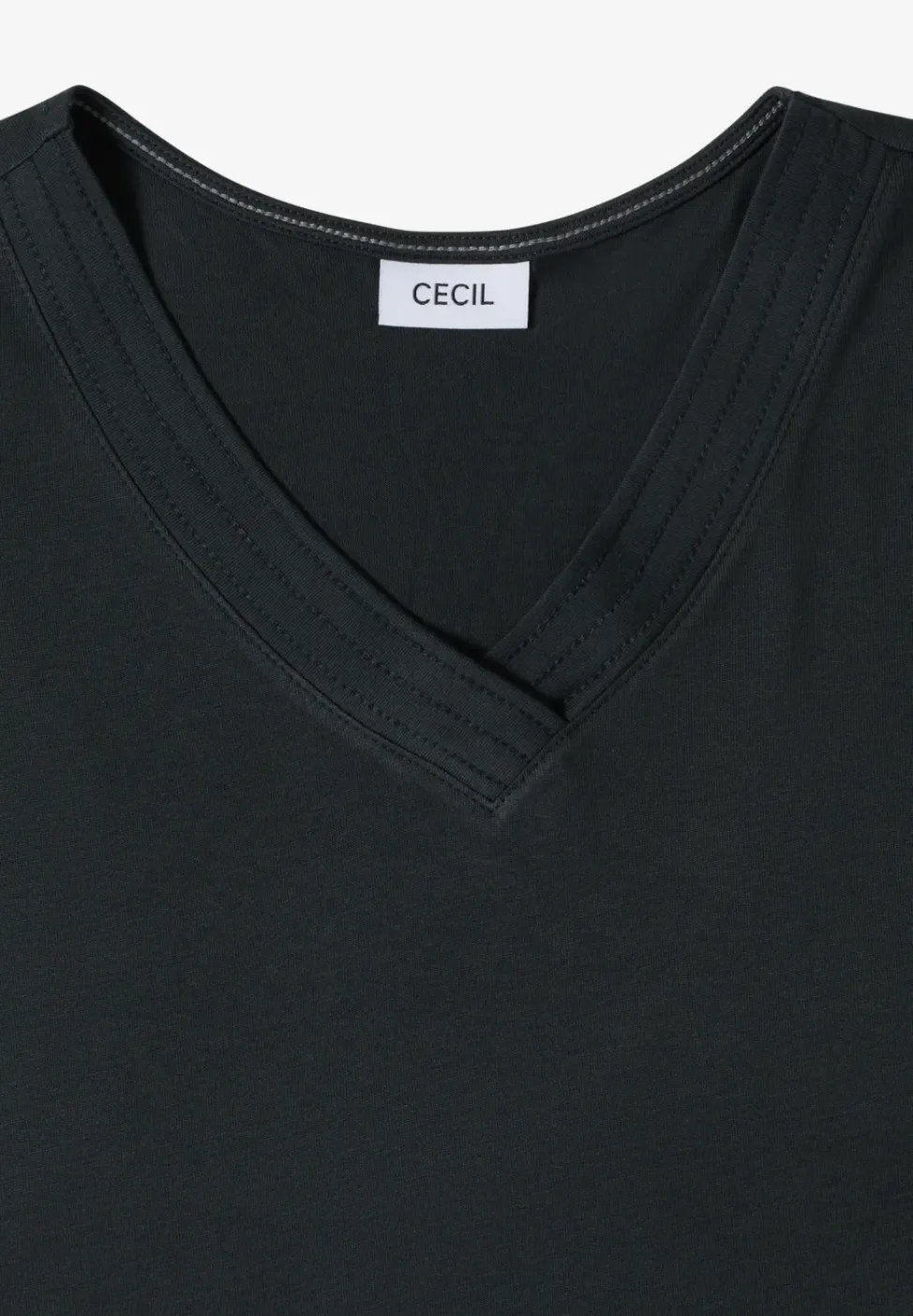 T-shirt uni à col V et manches courtes