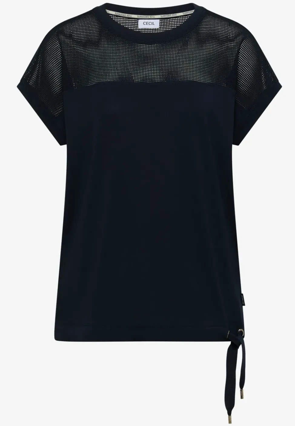 T-shirt avec boatneck et insert en mesh