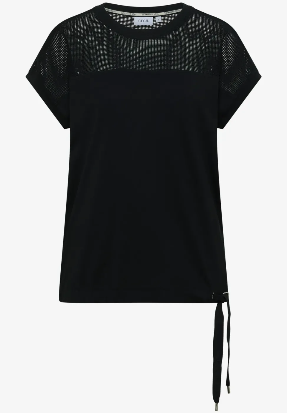 T-shirt avec boatneck et insert en mesh