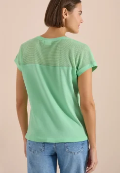 T-shirt col bateau avec empiècement en mesh