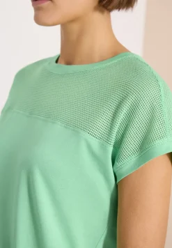 T-shirt col bateau avec empiècement en mesh