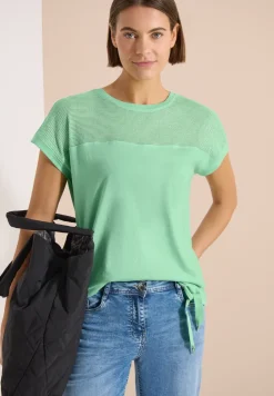 T-shirt col bateau avec empiècement en mesh