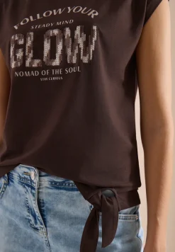 T-shirt épaules tombantes avec détail noué