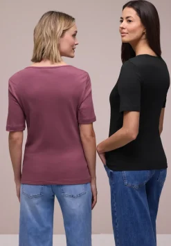 T-shirts avec encolure en cœur en pack de 2