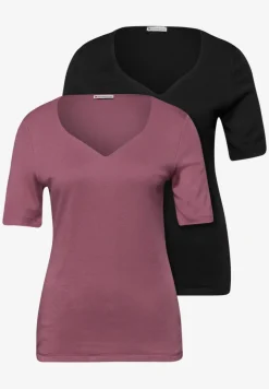 T-shirts avec encolure en cœur en pack de 2