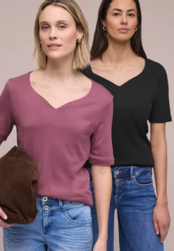 T-shirts avec encolure en cœur en pack de 2