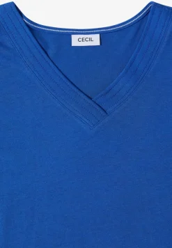 T-shirt uni à col V et manches courtes