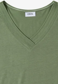 T-shirt uni à col V et manches courtes