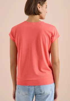 T-shirt uni à col V et manches courtes