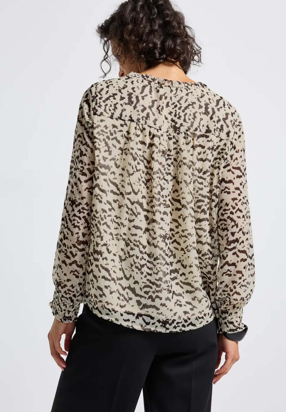 Tunique en mousseline de soie à motifs