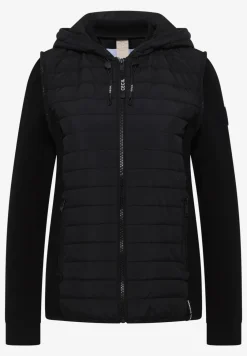 Veste avec un mélange de structures et une capuche