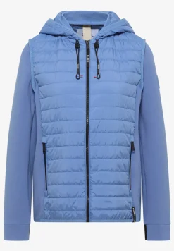 Veste avec un mélange de structures et une capuche
