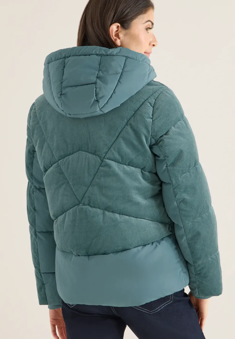 Veste bouffante avec mélange de velours côtelé