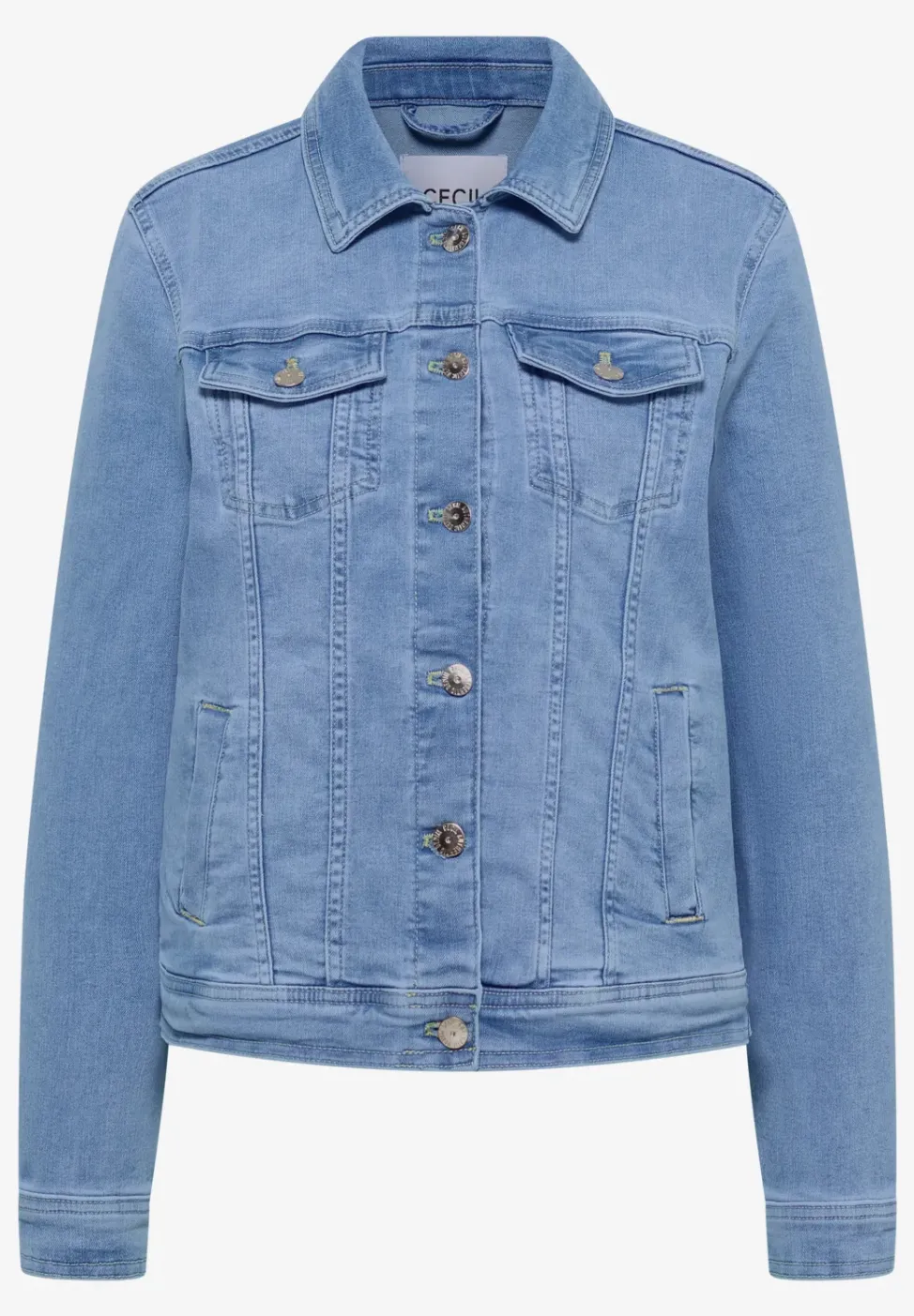 Veste en jean avec poches poitrine et boutons