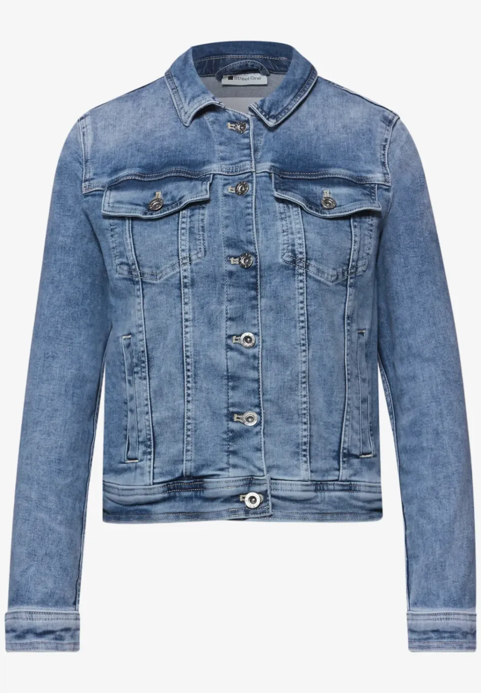 Veste en jean avec poches poitrine et boutons