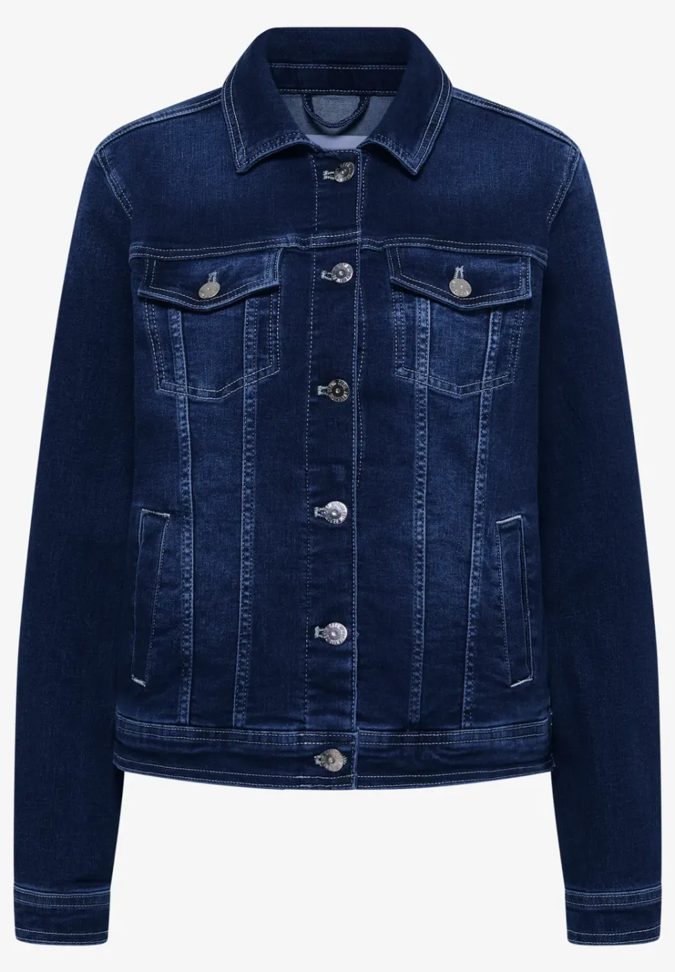 Veste en jean avec poches poitrine et boutons