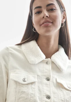 Veste en velours côtelé avec col en peluche