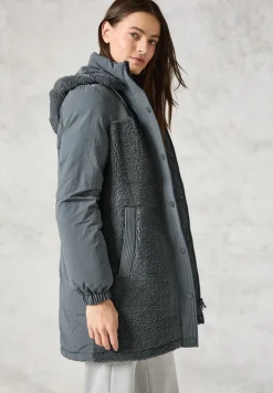 Veste longue en mélange de matières